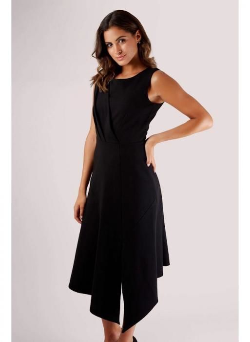 Černé asymetrické midi šaty