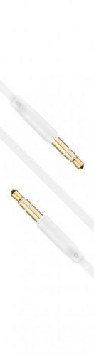 Plochý AUX kabel Fixed s konektory 2 x 3,5 mm jack bílý