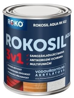 Barva samozákladující ROKOSIL  Aqua 3v1 RK 612 stř. šedá 0,6 l