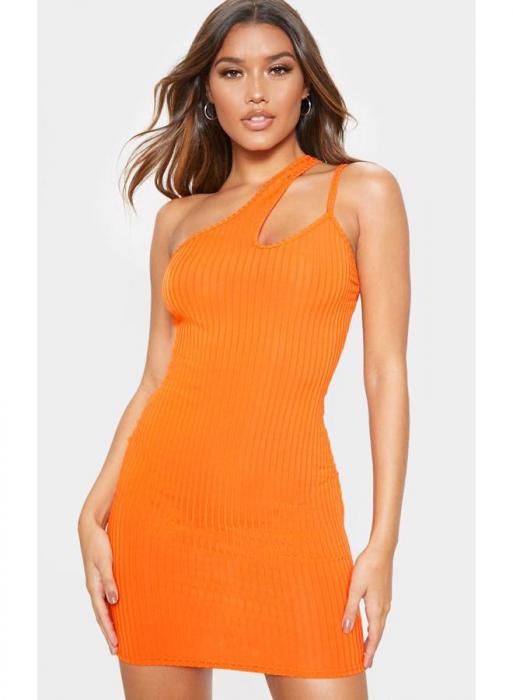 Asymetrické jasně oranžové šaty