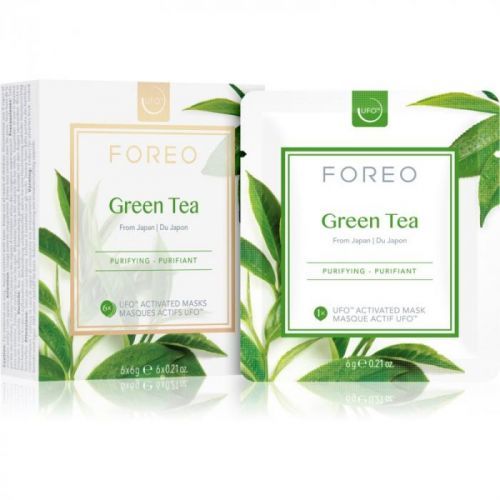 FOREO Farm to Face Green Tea osvěžující a zklidňující maska 6 × 6 g
