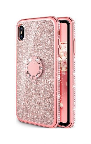 Kryt TopQ iPhone XS silikon Diamond růžový 49338