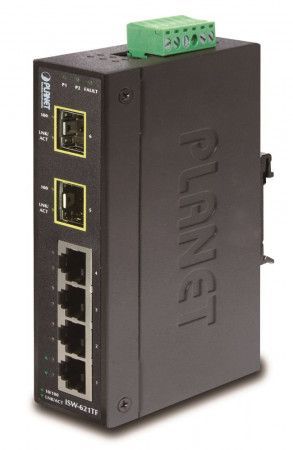 Planet ISW-621TF, 4x 10/100Base-TX+ 2x 100FX SFP, DIN, IP30, -40 až 75 st.C, ISW-621TF