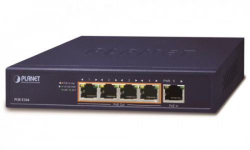 Planet PoE/LAN extender, 1xPoE-in, 4xPoE-out 65W, 802.3bt/at/af, Gigabit, POE-E304v2