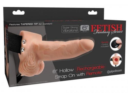 Fetish Strap-On 6 - radio, cordless, attachable, hollow vibrator (natural)