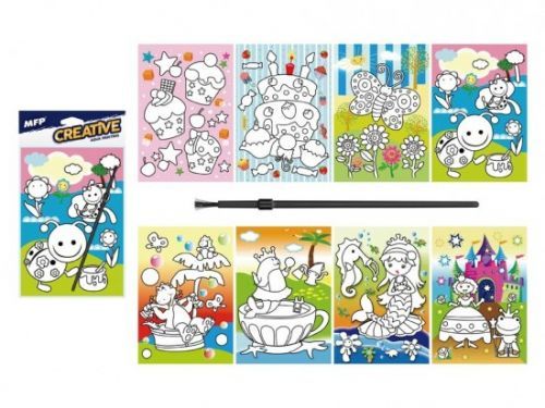MFP Malování vodou - kartonový list + štětec - 14,7 x 20,9 cm - 5300994