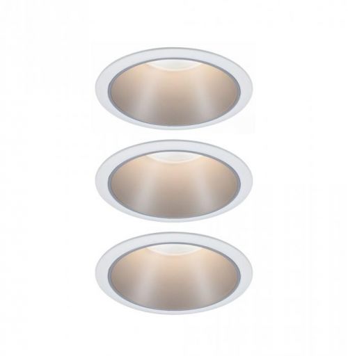 PAULMANN Vestavné svítidlo LED Cole 3x6,5W bílá/stříbrná mat 3-krokové-stmívatelné 2700K teplá bílá 934.10 93410
