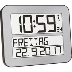 DCF nástěnné hodiny TFA Dostmann TimeLine MAX 60.4512.54, stříbrná, černá