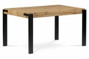 Jídelní stůl 140x88x76, deska MDF dekor divoký dub tloušťka 100mm, kov černý mat HT-725 OAK HT-725 OAK Autronic