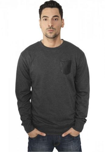 Contrast Pocket Crewneck charcoal/leather L