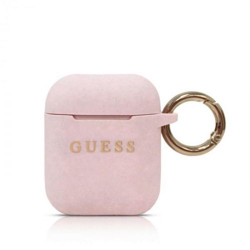 Pouzdro pro sluchátka AirPods - Guess, Silicone Pink GUACCSILGLLP