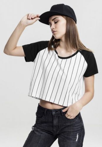 Ladies Cropped Baseball Tee wht/blk L