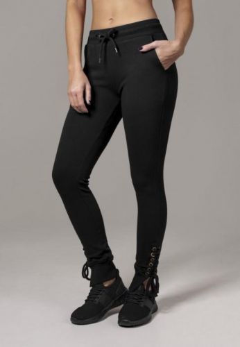 Ladies Fitted Lace Up Pants black L