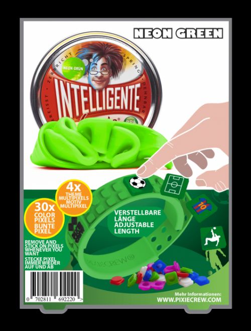 PIXIE CREW Zelený silikonový náramek s fotbalovou tématikou + Inteligentní plastelína jako dárek