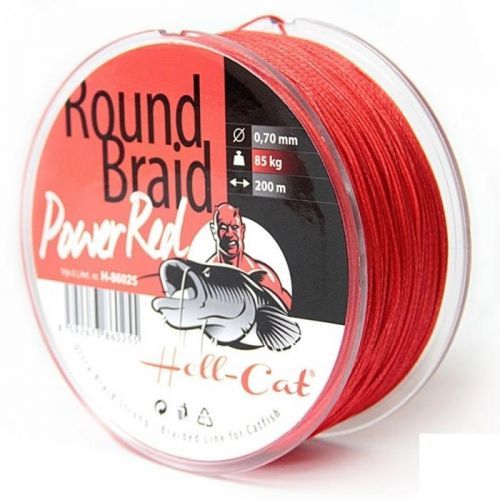 Hell-Cat Splétaná šňůra Round Braid Power Red 200m - 0,80mm Hell-Cat