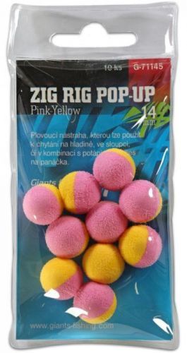 Giants Fishing Pěnové plovoucí boilie Zig Rig Pop-Up 14mm - pink-yellow 10ks Giants Fishing