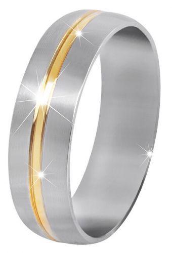 Troli Ocelový snubní prsten se zlatým proužkem 49 mm