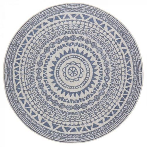 Modro-krémový venkovní koberec Bougari Coron, ø 200 cm