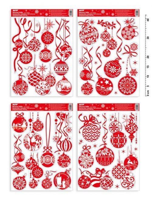 Vánoční okenní fólie – červenobílá