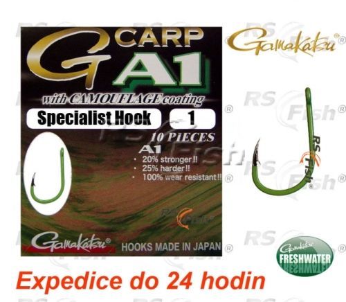 Gamakatsu® Háček Gamakatsu G-Carp A1 Specialist Hook Camo Green 1 Gamakatsu®