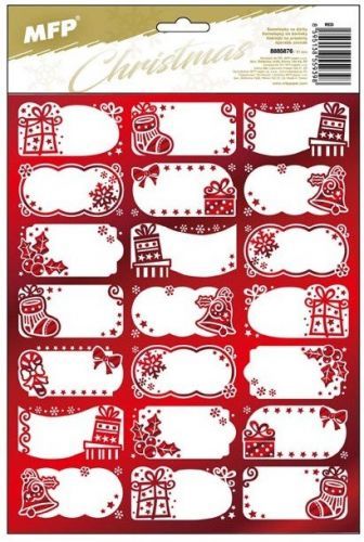 Samolepky na vánoční dárky červené 21ks