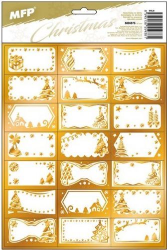 Samolepky na vánoční dárky zlaté 21ks