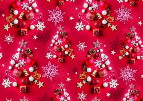 Vánoční balicí papír – červené ozdoby