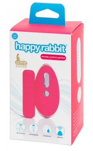 Happyrabbit One Size - Cordless Radio Vibration Panties with Rabbit Tail (Pink-Black)