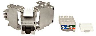 SCHRACK Keystone modul RJ45 stíněný, 10 Gb, třída Ea, 4PPoE (HSEMRJ6GWT)