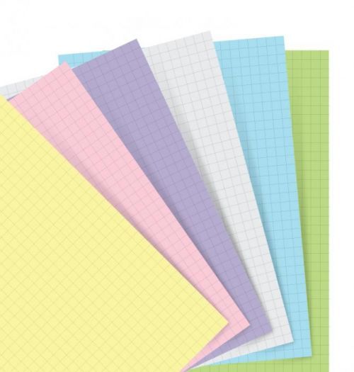 Filofax -náplň, Osobní, papír čtverečkovaný, mix barev pastel (6 barev)