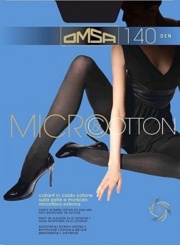 Omsa Micro&Cotton 140 den punčochové kalhoty 3-M nero/černá