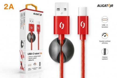 Datový kabel ALIGATOR PREMIUM 2A, USB-C, červená