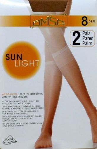 Omsa| Sun Light 8 den A`2 2-pack podkolenky  Univerzální beige naturel/odstín béžové