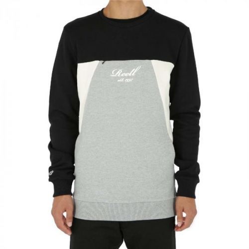 mikina REELL - Color Block Crewneck Black/Grey-Mel./Cream (BLACK-GREY-MEL.-CREA) velikost: S