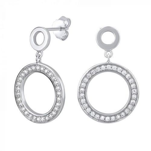 SILVEGO kruhové stříbrné náušnice se zirkony - FW4984E