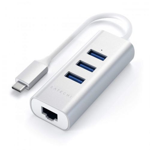 Redukce / adaptér - Satechi, Aluminium TYPE-C Hub (3x USB 3.0,Ethernet) Silver