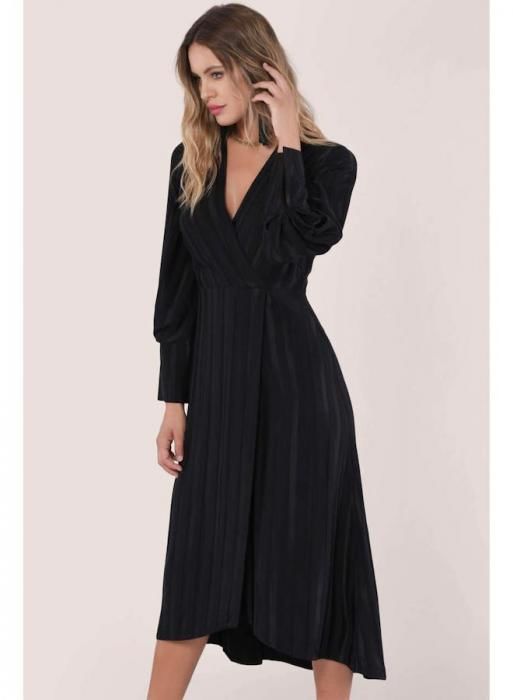 Černé midi šaty s pruhy