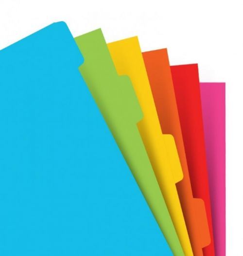 Filofax - Náplň, Osobní, krajové výřezy čisté, 6 záložek, mix barev bright