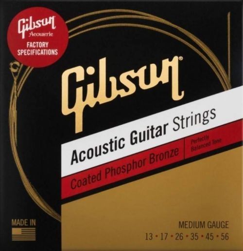Gibson Coated Phosphor Bronze Acoustic Guitar Strings Medium