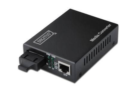DIGITUS Media Converter, Multimode, 10/100Base-TX to 100Base-FX, Incl. PSU SC connector, Up to 2km, DN-82020-1