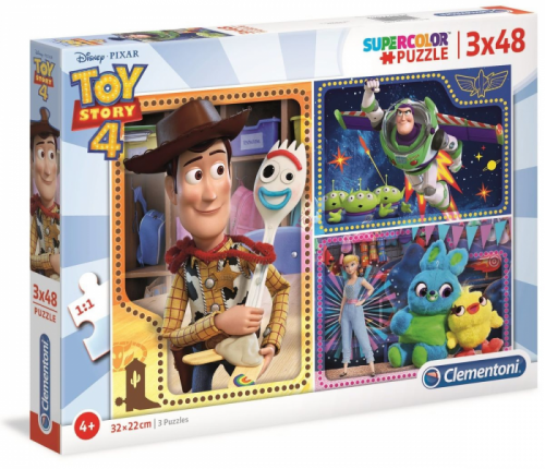 Clementoni - Puzzle Supercolor 3x48, Toy Story 4