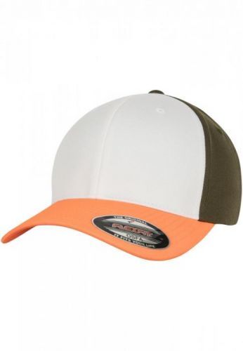 3-Tone Flexfit - neonorange/white/olive S/M