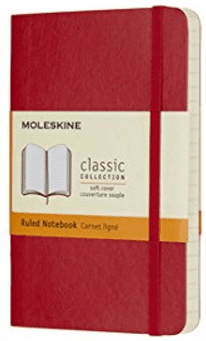 Moleskine - zápisník - linkovaný, červený S