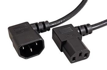 Kabel síťový prodlužovací, IEC320 C14 90° - C13 90°, 3m, černý