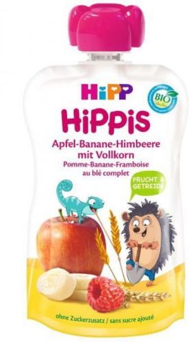 HiPP BIO Hippies Jablko-Banán-Maliny-Celozrnné obiloviny od uk. 1. roku, 6x 100 g