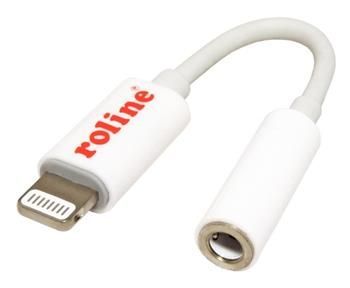 Roline Redukce pro sluchátka a mikrofon Lightning(M) - 4pólový jack3,5F, bílá