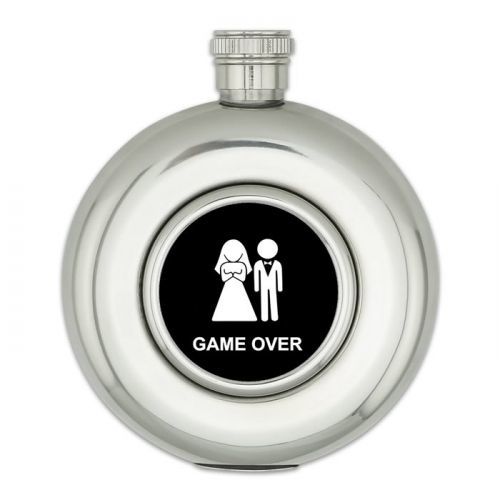 Kulatá placatka 150 ml Game Over - stříbrná