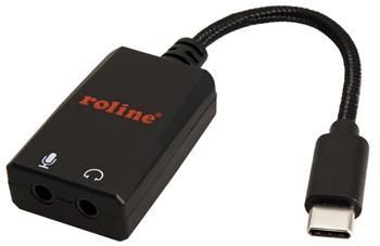 Roline Adaptér USB C(M) - Audio (2x stereo jack 3,5mm), 0,13m
