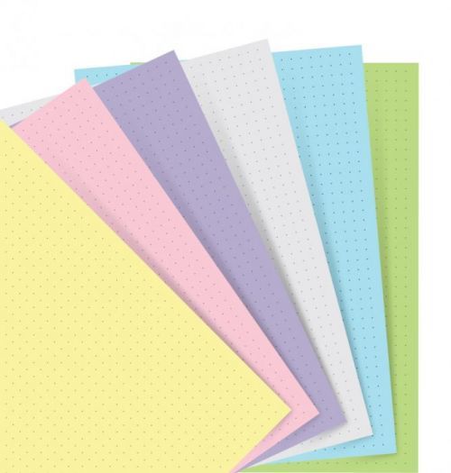 Filofax - Náplň, Osobní, papír tečkovaný, mix barev pastel (6 barev)