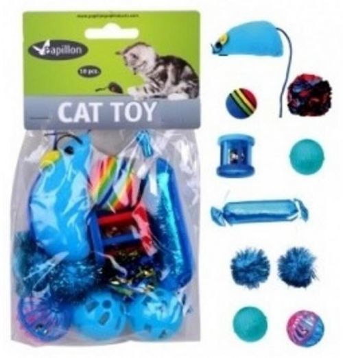 Hračka pro kočky - modrý mix 10ks
